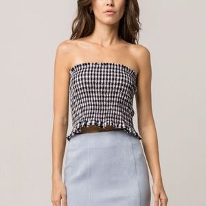 Pacsun black and white checkered smocked tube top